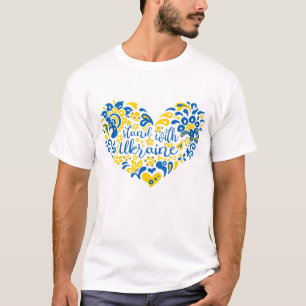 Stand with Ukraine lettering and heart T-Shirt