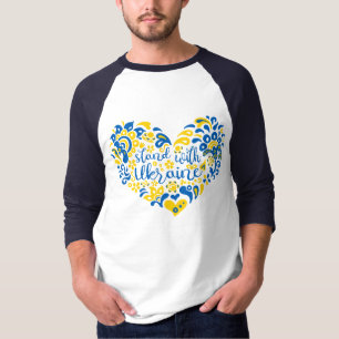 Stand with Ukraine lettering and heart T-Shirt