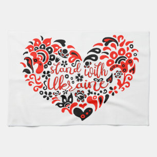Stand with Ukraine lettering and heart Tea Towel
