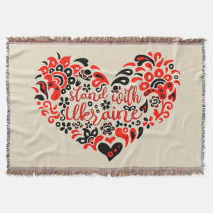 Stand with Ukraine lettering and heart Throw Blanket