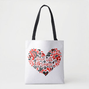 Stand with Ukraine lettering and heart Tote Bag