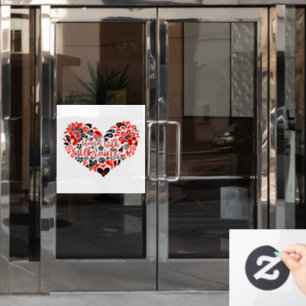 Stand with Ukraine lettering and heart Window Cling