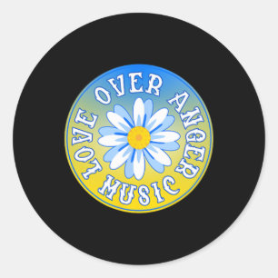 Stand With Ukraine Love Over Anger Music 2 Classic Round Sticker