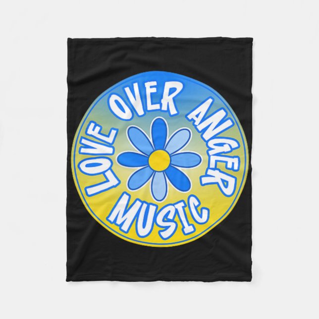 Stand With Ukraine Love Over Anger Music 3  Fleece Blanket (Front)