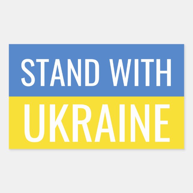 Stand With Ukraine Patriotic Ukraine National Flag Rectangular Sticker (Front)