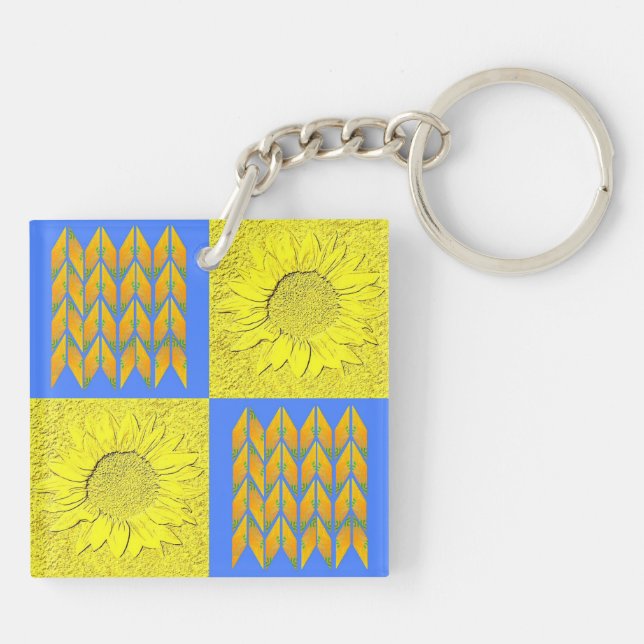 Stand with Ukraine pattern Key Ring (Back)