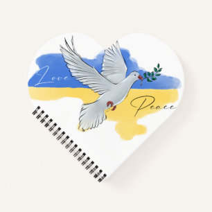 Stand with Ukraine Peace Love Sunflowers Dove T-Sh Notebook