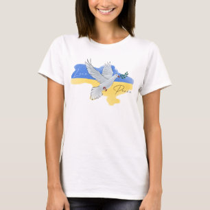 Stand with Ukraine Peace Love Sunflowers Dove T-Shirt
