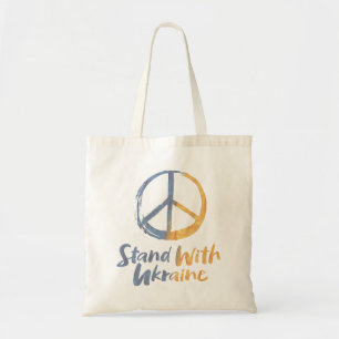 Stand With Ukraine - PEACE Symbol Sign War Tote Bag