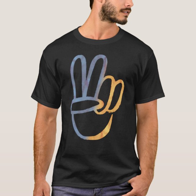 Stand With Ukraine - PEACE Symbol v-Sign Freedom T-Shirt (Front)