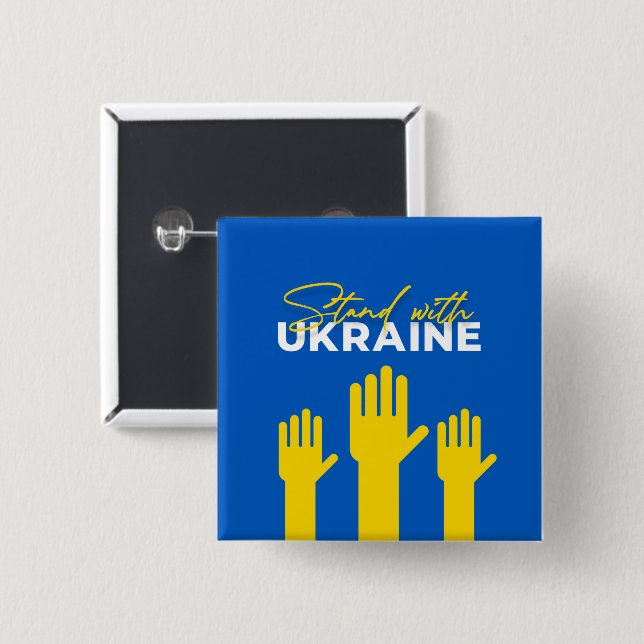 Stand with Ukraine Square Button (Front & Back)