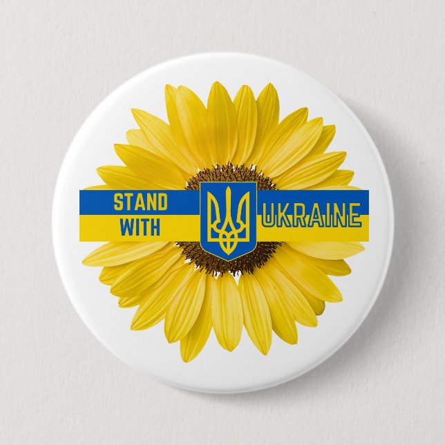 Stand With Ukraine Sunflower 7.5 Cm Round Badge (Front)