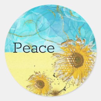 Stand with Ukraine sunflower Peace Classic Round Sticker
