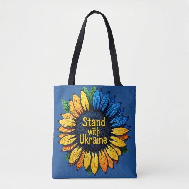 Stand with Ukraine Sunflower Yarn Art  Tote Bag (Front)
