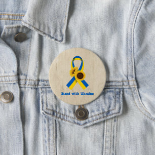 Stand With Ukraine Support Ribbon 7.5 Cm Round Badge