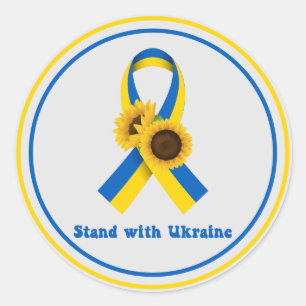 Stand With Ukraine Support Ribbon  Classic Round Sticker