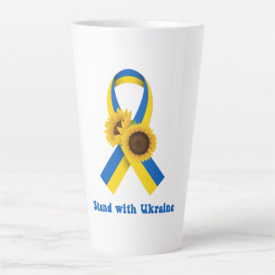 Stand With Ukraine Support Ribbon  Latte Mug