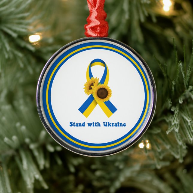 Stand With Ukraine Support Ribbon   Metal Tree Decoration (Tree)