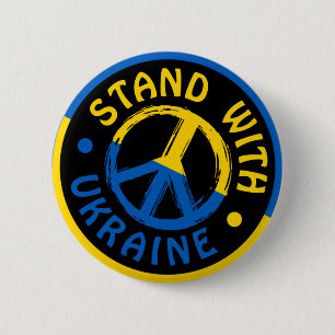 Stand With Ukraine, Ukraine Peace Symbol 6 Cm Round Badge