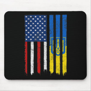 Stand With Ukraine Ukrainian American Flag Pride U Mouse Mat