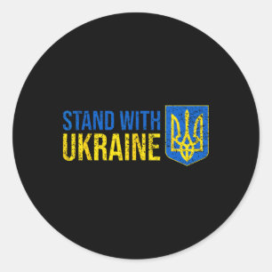 Stand With Ukraine Ukrainian Flag Coat-of-arms Ukr Classic Round Sticker