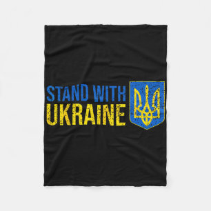Stand With Ukraine Ukrainian Flag Coat-of-arms Ukr Fleece Blanket