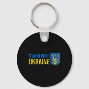Stand With Ukraine Ukrainian Flag Coat-of-arms Ukr Key Ring