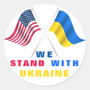 Stand With Ukraine USA and Ukraine Flags Stickers