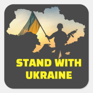 Stand with Ukraine with map   Square Sticker