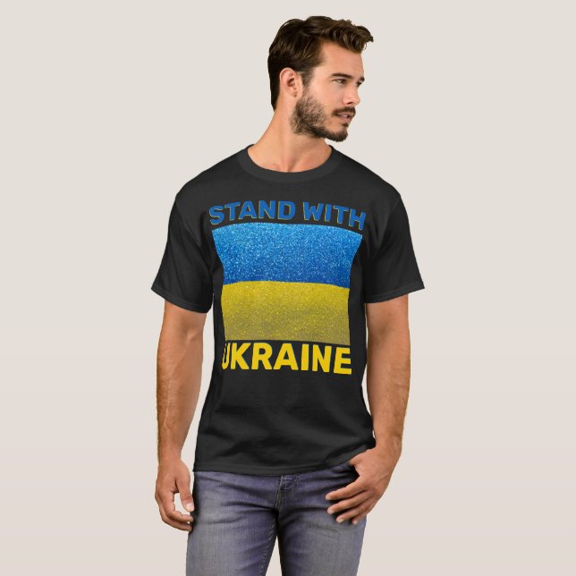 Stand with Ukraine World Peace Ukrainian Glitter T-Shirt (Front Full)