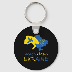 Stand With Ukrainian Peace Love Ukraine Flag Key Ring