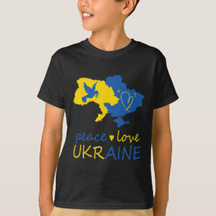 Stand With Ukrainian Peace Love Ukraine Flag  T-Shirt