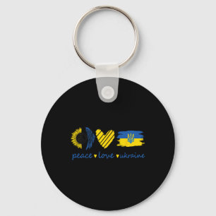 Stand With Ukrainian Peace Love Ukraine Sunflower Key Ring