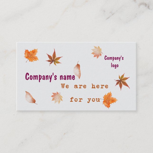 Standard, 3.5" x 2.0" Autumn Leaves Business Card  (Front)