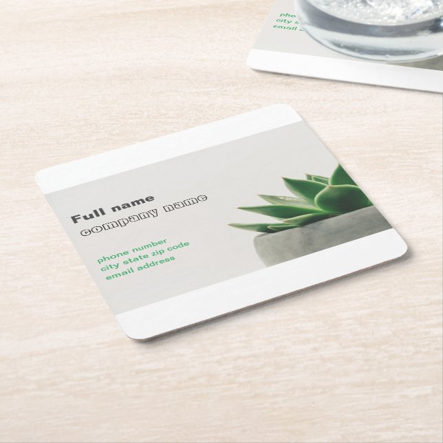 Standard, 3.5" x 2.0" Business Card Square Paper Coaster (Angled)