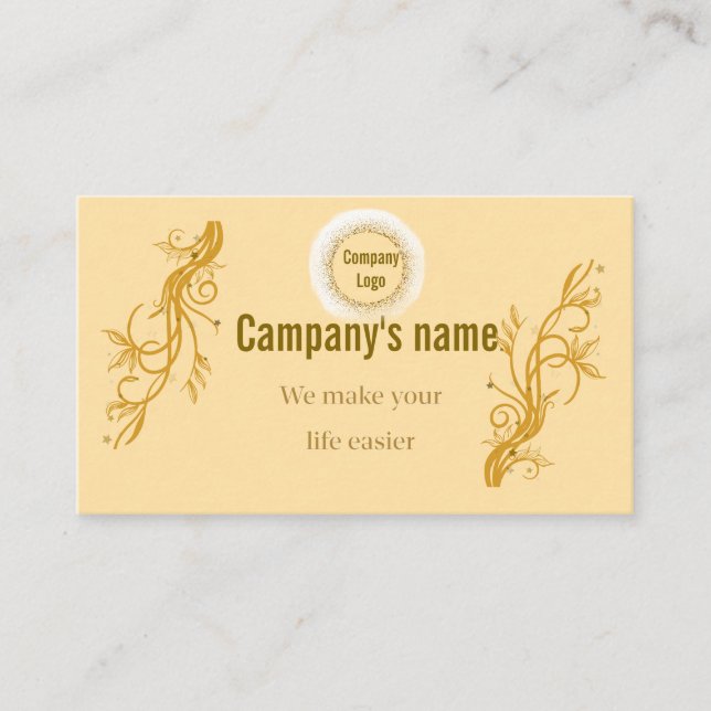 Standard, 3.5" x 2.0" Elegant Gold Floral Business Business Card (Front)