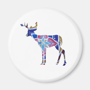 Standard, 5.7 Cm Round Magnet Mandala Deer