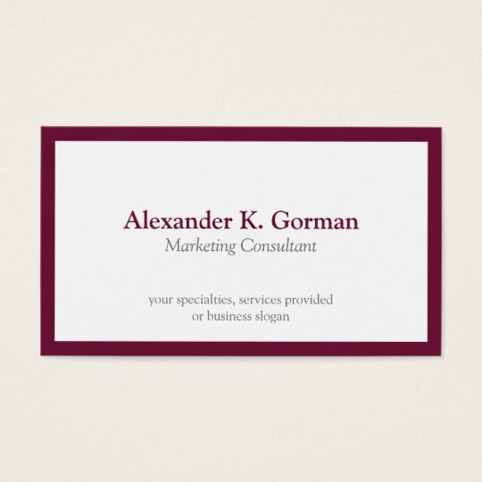 Standard classic burgundy border solid profession business card