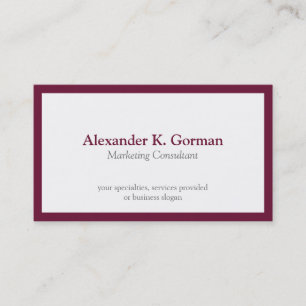 Standard classic burgundy border solid profession business card