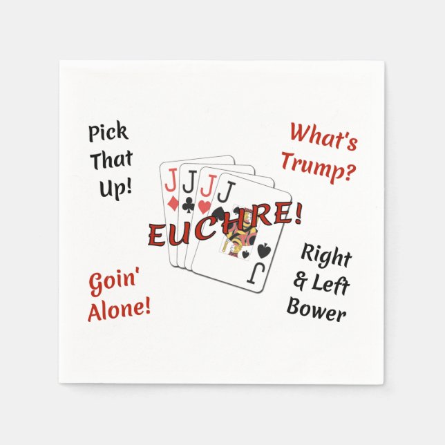 Standard Cocktail Paper Napkins - Euchre! (Front)