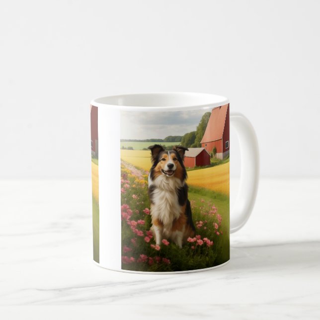 Standard Collie on Farm Coffee Mug (Front Right)