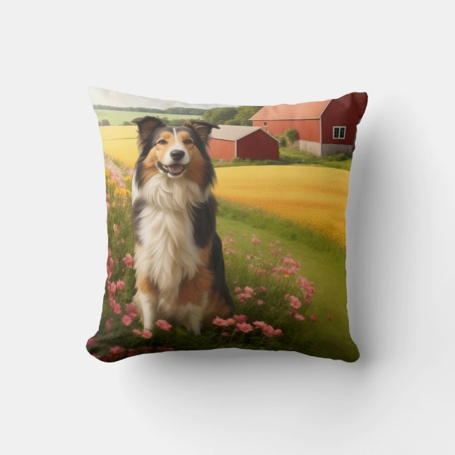 Standard Collie on Farm Cushion (Front)