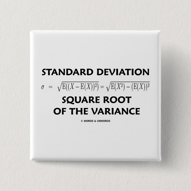 Standard Deviation Square Root Of The Variance 15 Cm Square Badge (Front)