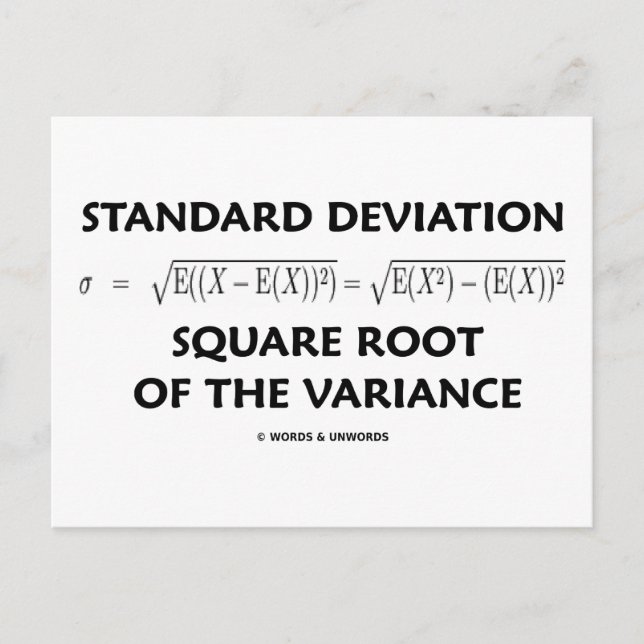 Standard Deviation Square Root Of The Variance Postcard (Front)