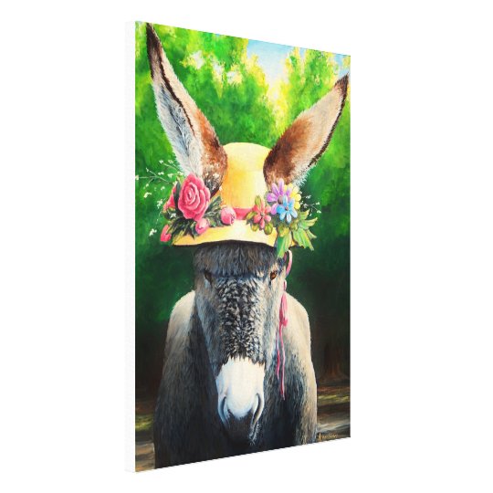 Standard Donkey/Burro in Rose/daisy flower hat Canvas Print | Zazzle.co.uk