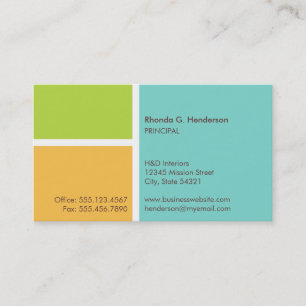 Standard modern colour block turquoise professiona business card