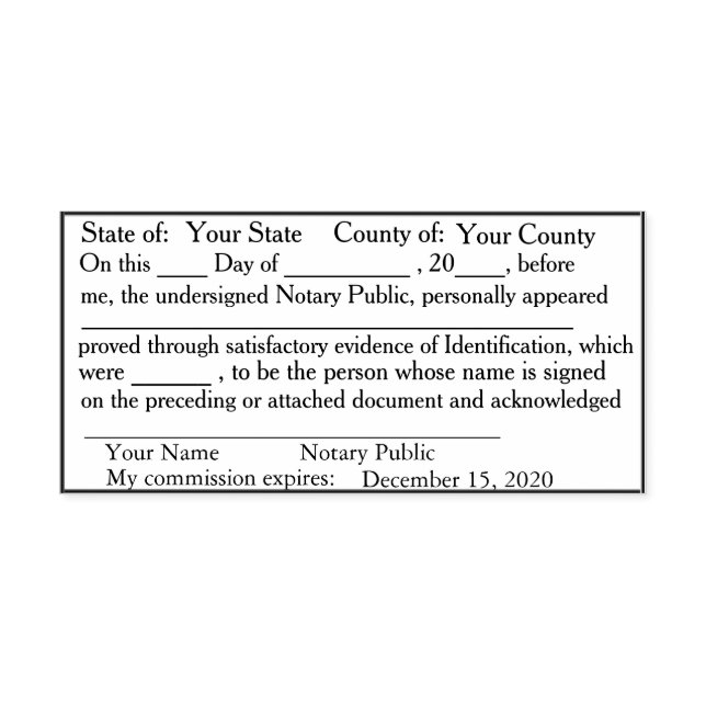 Standard Notary Public Acknowledgement Stamp (Design)