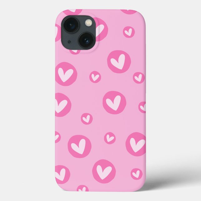 Standard Pink Hearts iPhone Case (Back)