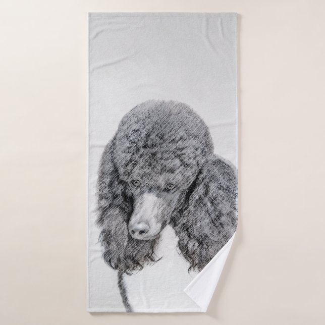 Standard Poodle Black Parti Painting - Dog Art Bath Towel Set (Bath Towel)