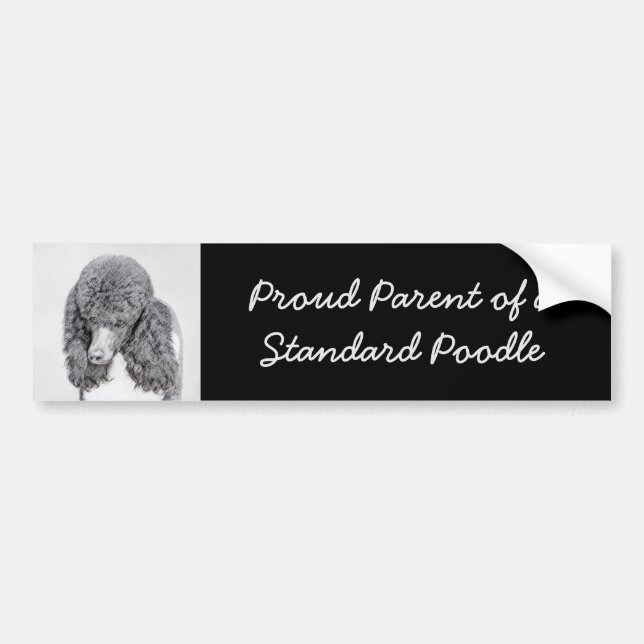 Standard Poodle Black Parti Painting - Dog Art Bumper Sticker (Front)